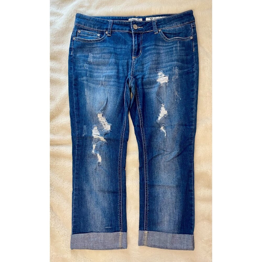 Indigo Rein Size 13 Distressed Cropped Jeans